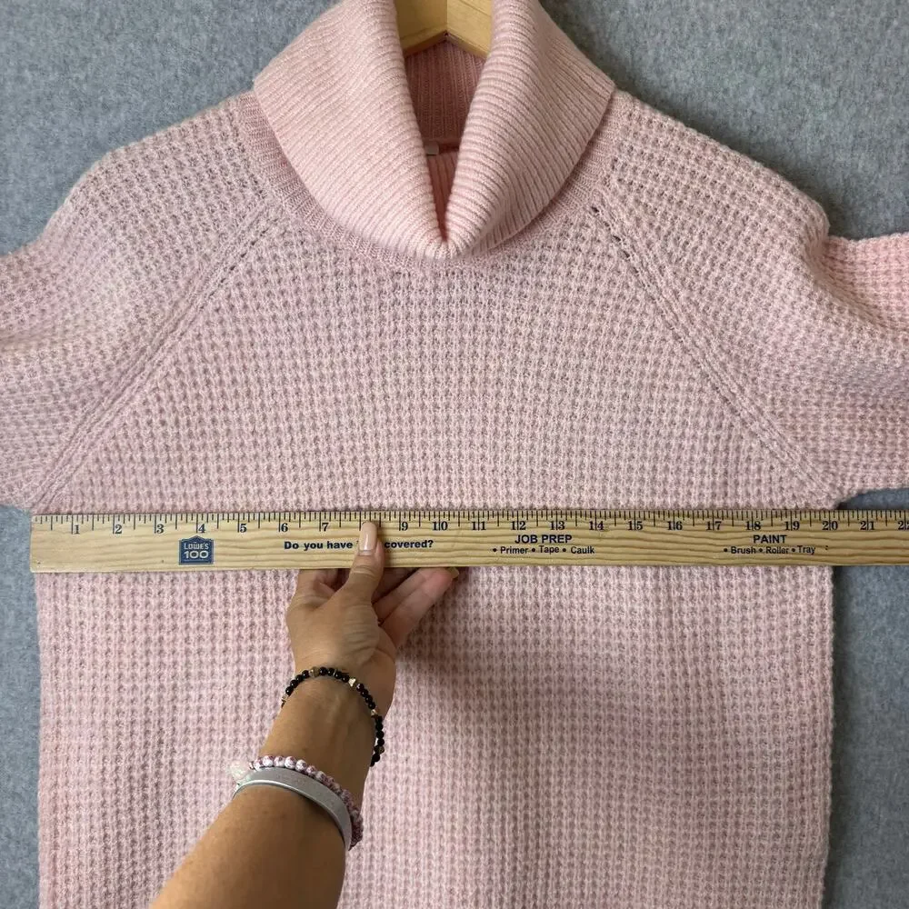 Kuhl Women's Sienna Sweater Medium Pink Waffleknit Turtleneck Cozy Gorpcore